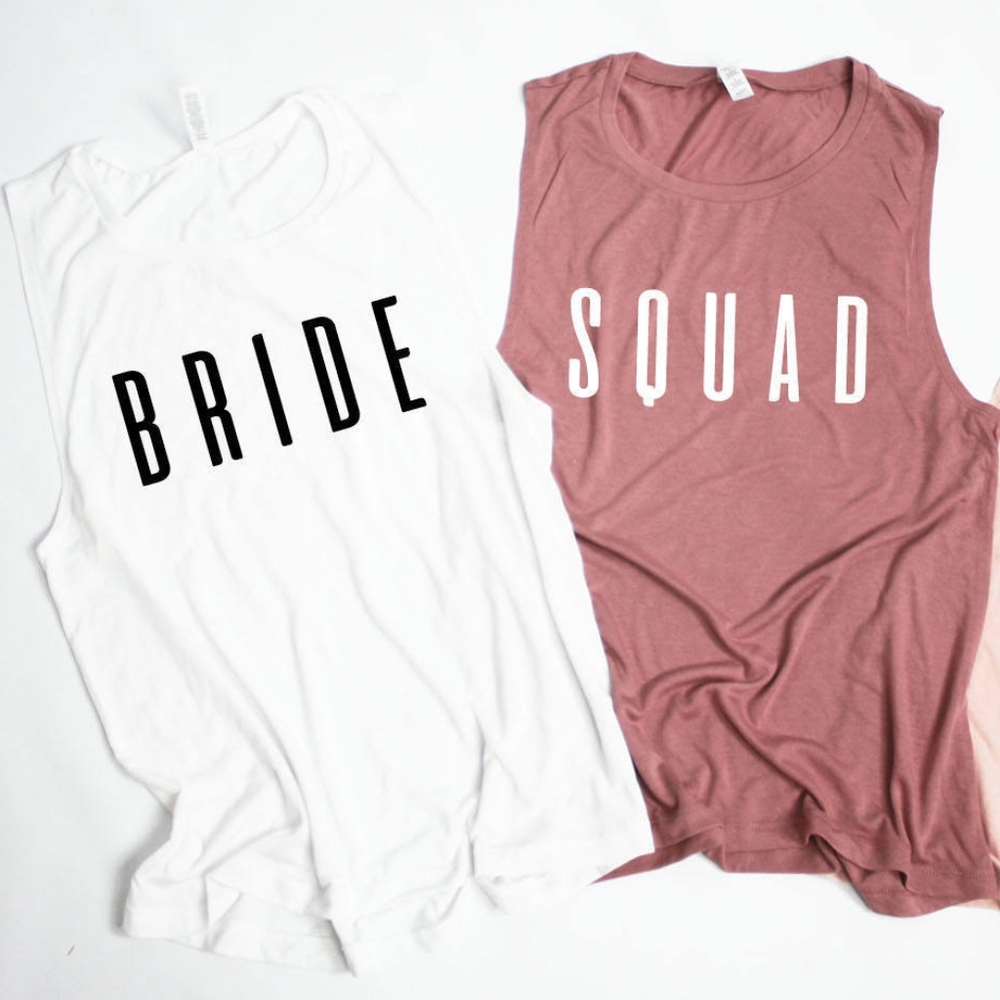 Bride Bridesmaid Tribe Squad Tank Tops Pastel Pink